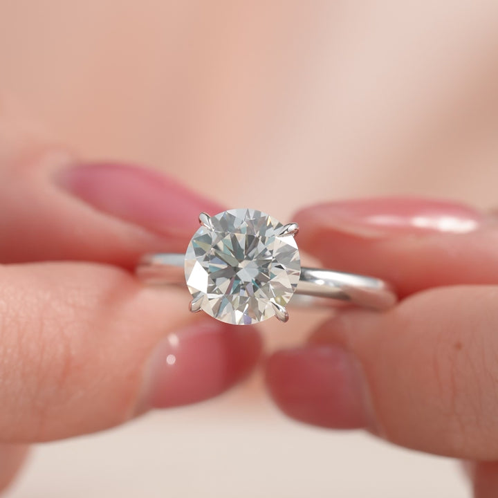 The Liberty Round Lab Diamond Moissanite Engagement Ring *Shown with 3.5 ct #material_white