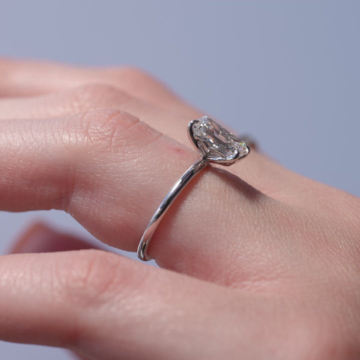 The Abby Emerald Lab Diamond Moissanite Engagement Ring *Shown with 2.5 ct #material_white