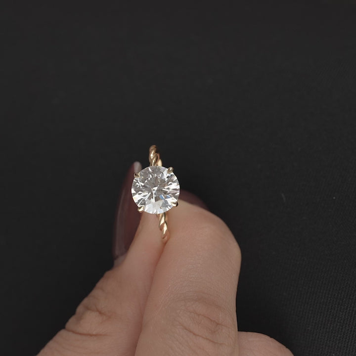 The Autumn Round Lab Diamond Moissanite Engagement Ring *Shown with 3 ct #material_gold