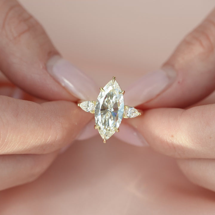 The Lacey Marquise Lab Diamond Moissanite Engagement Ring *Shown with 3.5 ct #material_gold