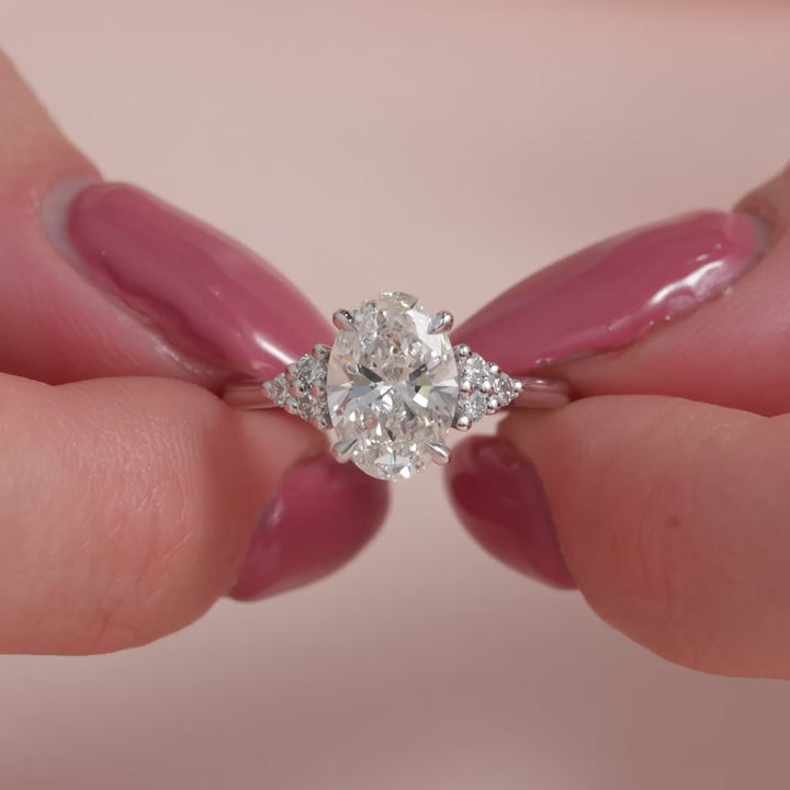 The Summer Oval Lab Diamond Moissanite Engagement Ring *Shown with 2 ct #material_white