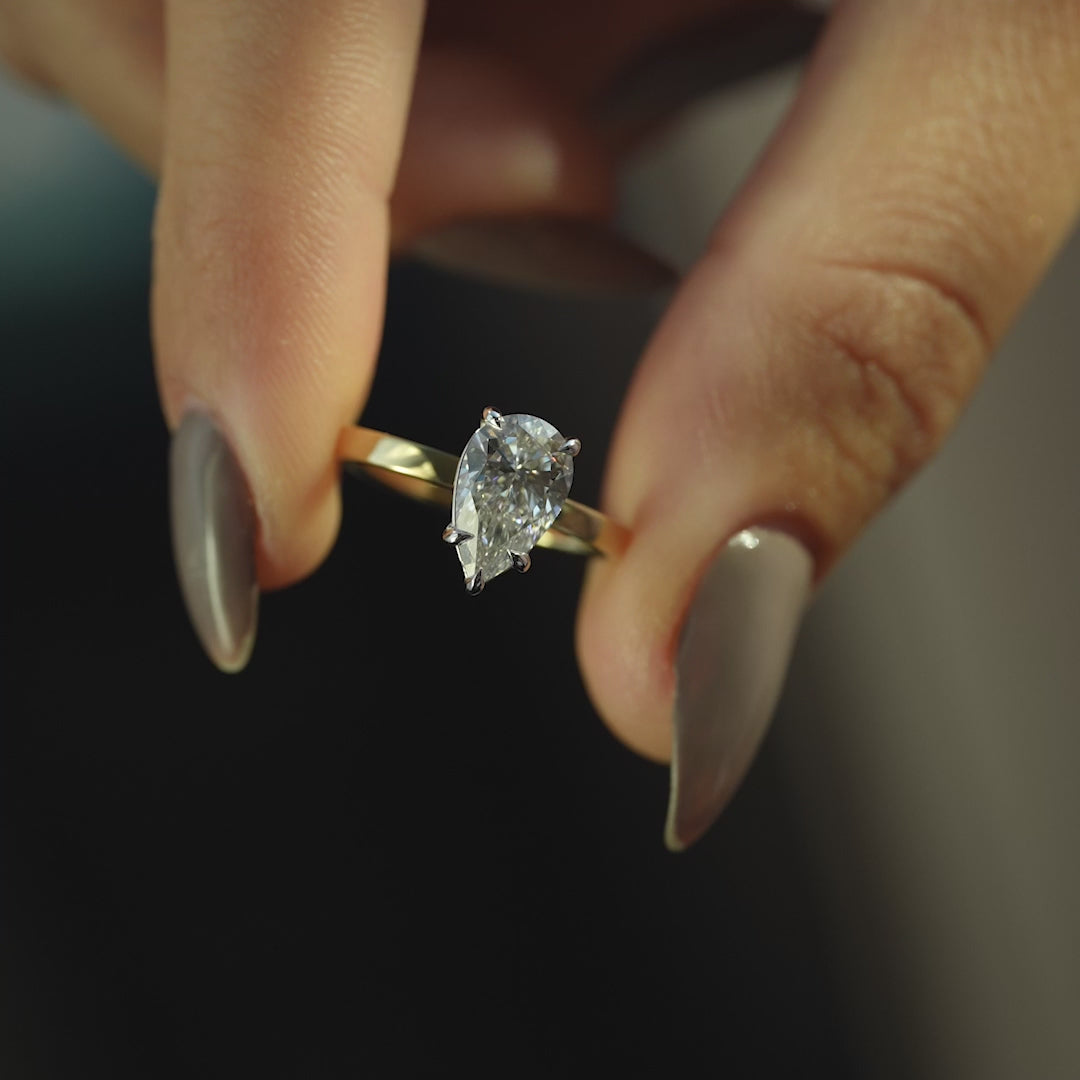The Estella Pear Lab Diamond Moissanite Engagement Ring