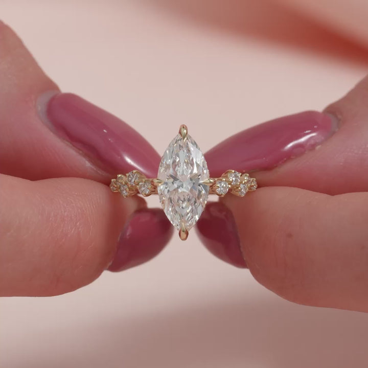 The Mona Marquise Lab Diamond Moissanite Engagement Ring *Shown with 2 ct #material_gold