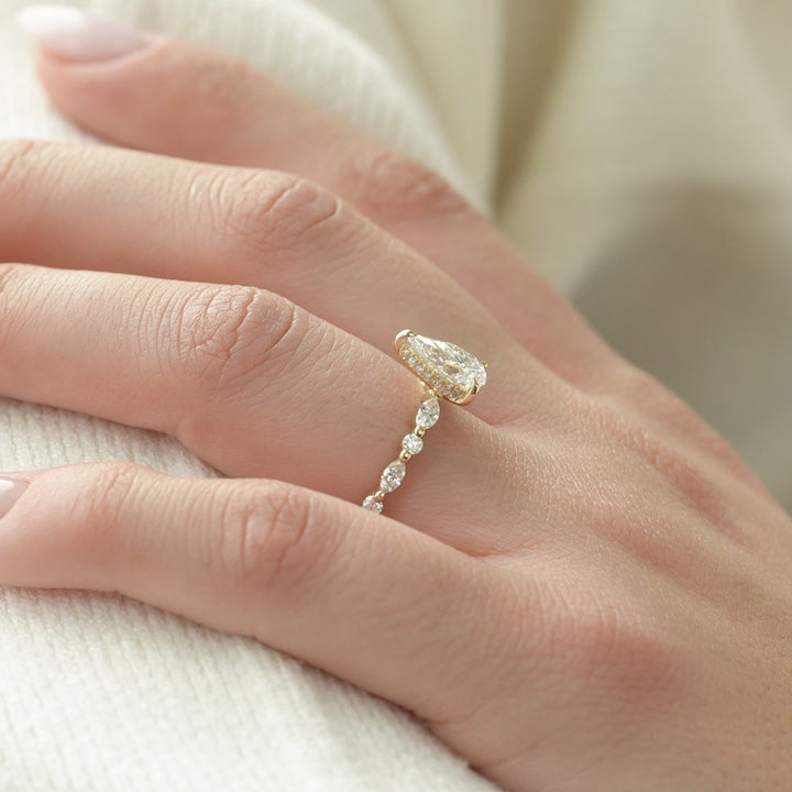 The Lyra Pear Lab Diamond Moissanite Engagement Ring *Shown with 1 ct #material_gold