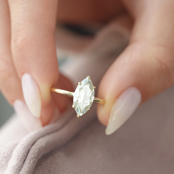 The Cecelia Marquise Lab Diamond Moissanite Engagement Ring *Shown with 2.5 ct #material_gold
