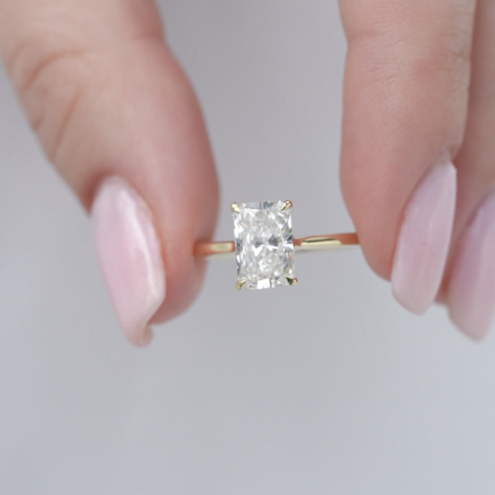 The Lacole Radiant Lab Diamond Moissanite Engagement Ring *Shown with 2 ct #material_gold