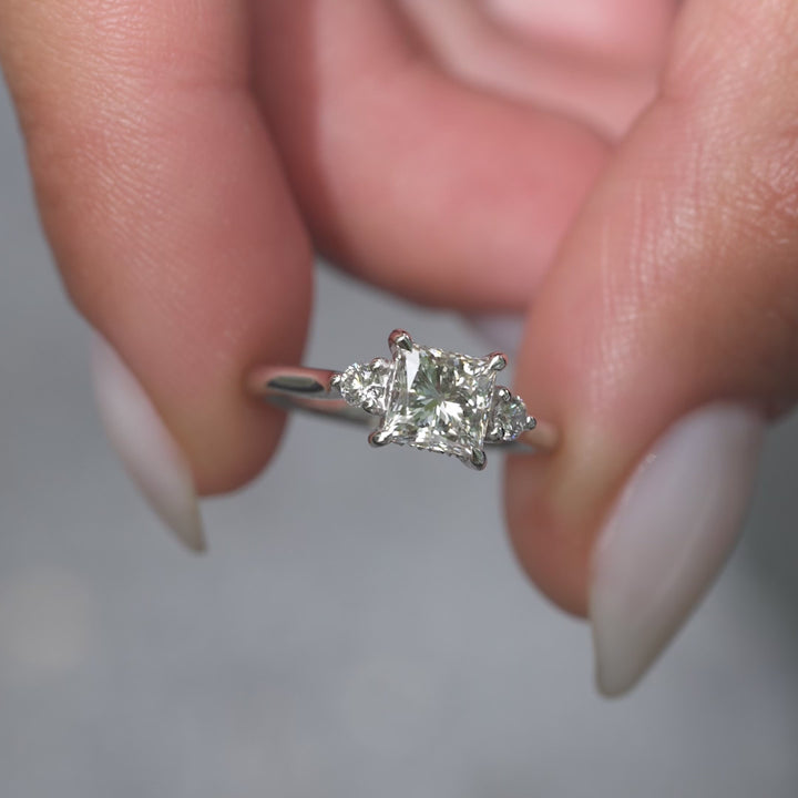 The Lucy Princess Lab Diamond Moissanite Engagement Ring *Shown with 1 ct #material_white