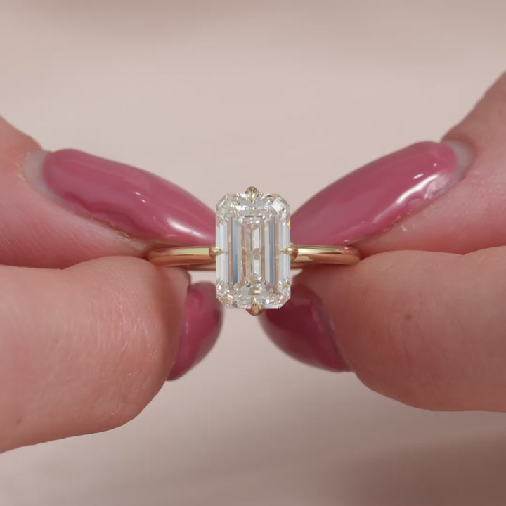 The Abby Emerald Lab Diamond Moissanite Engagement Ring *Shown with 3 ct #material_gold
