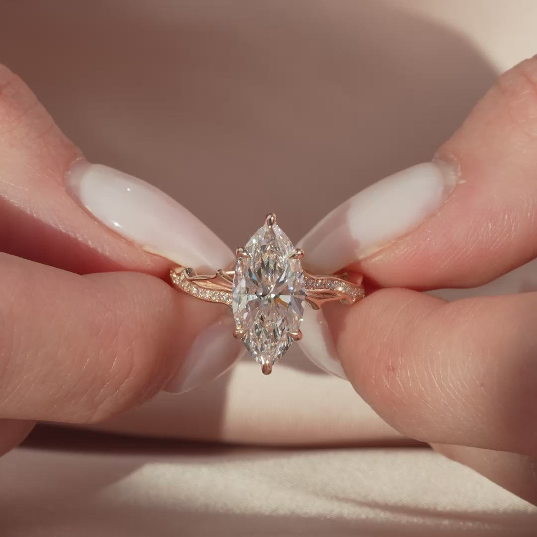 The Pave Coco Marquise Lab Diamond Moissanite Engagement Ring