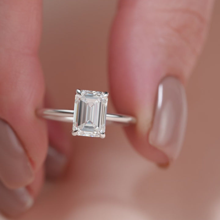 The Cecelia Emerald Lab Diamond Moissanite Engagement Ring *Shown with 2.5 ct #material_white