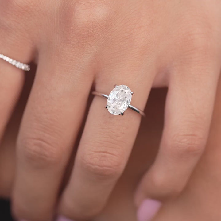 The Crown Liberty Oval Lab Diamond Moissanite Engagement Ring *Shown with 2 ct #material_white