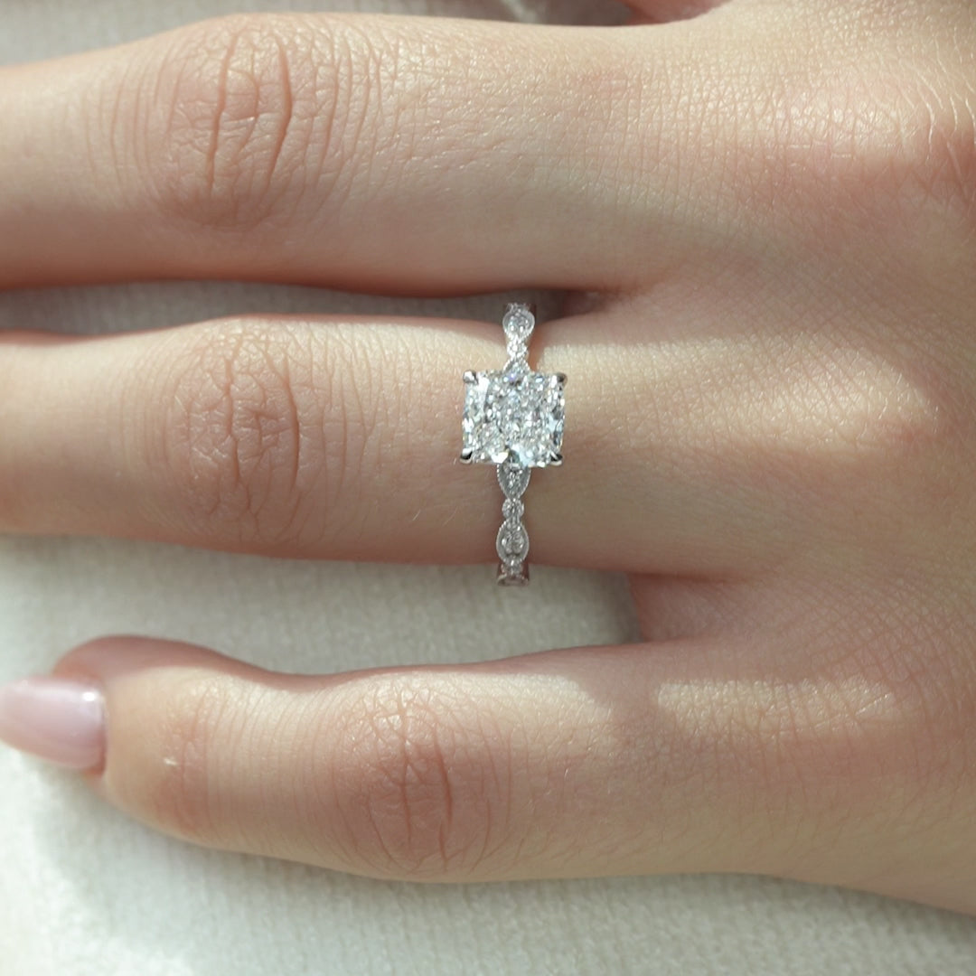 The Juliet Cushion Lab Diamond Moissanite Engagement Ring
