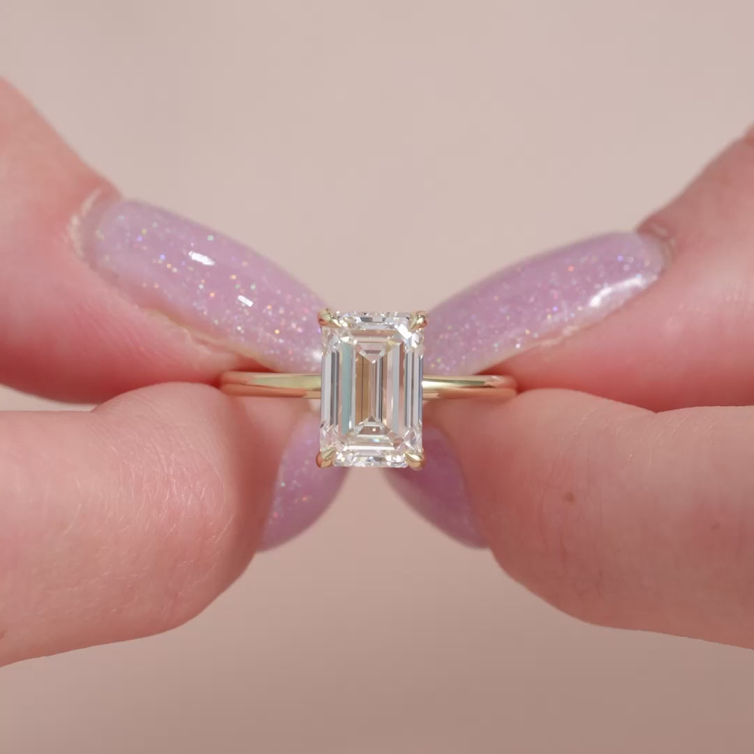 The Sydney Emerald Lab Diamond Moissanite Engagement Ring