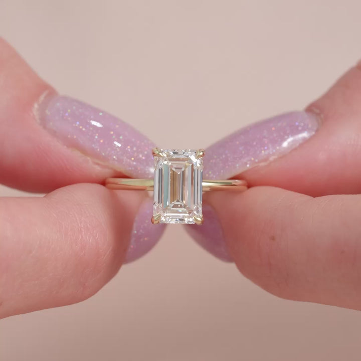 The Sydney Emerald Lab Diamond Moissanite Engagement Ring *Shown with 3 ct #material_gold