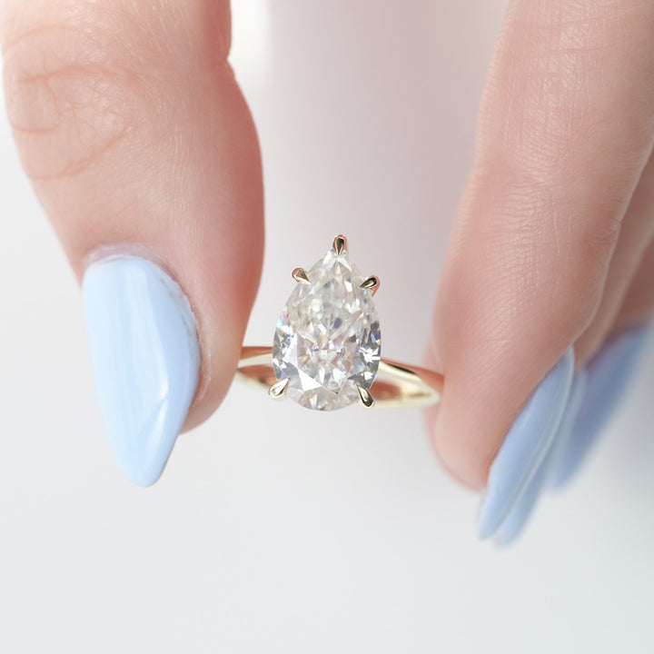 The Kendall Pear Lab Diamond Moissanite Engagement Ring *Shown with 3.5 ct #material_gold