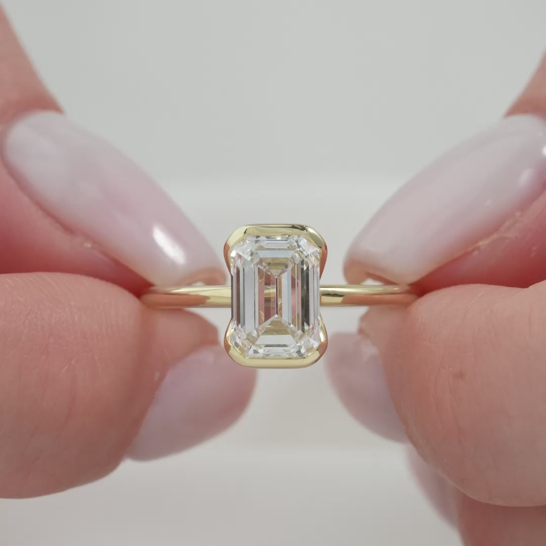 The Elina Emerald Lab Diamond Moissanite Engagement Ring