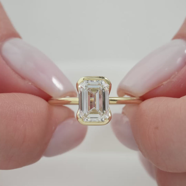 The Elina Emerald Lab Diamond Moissanite Engagement Ring *Shown with 2 ct #material_gold