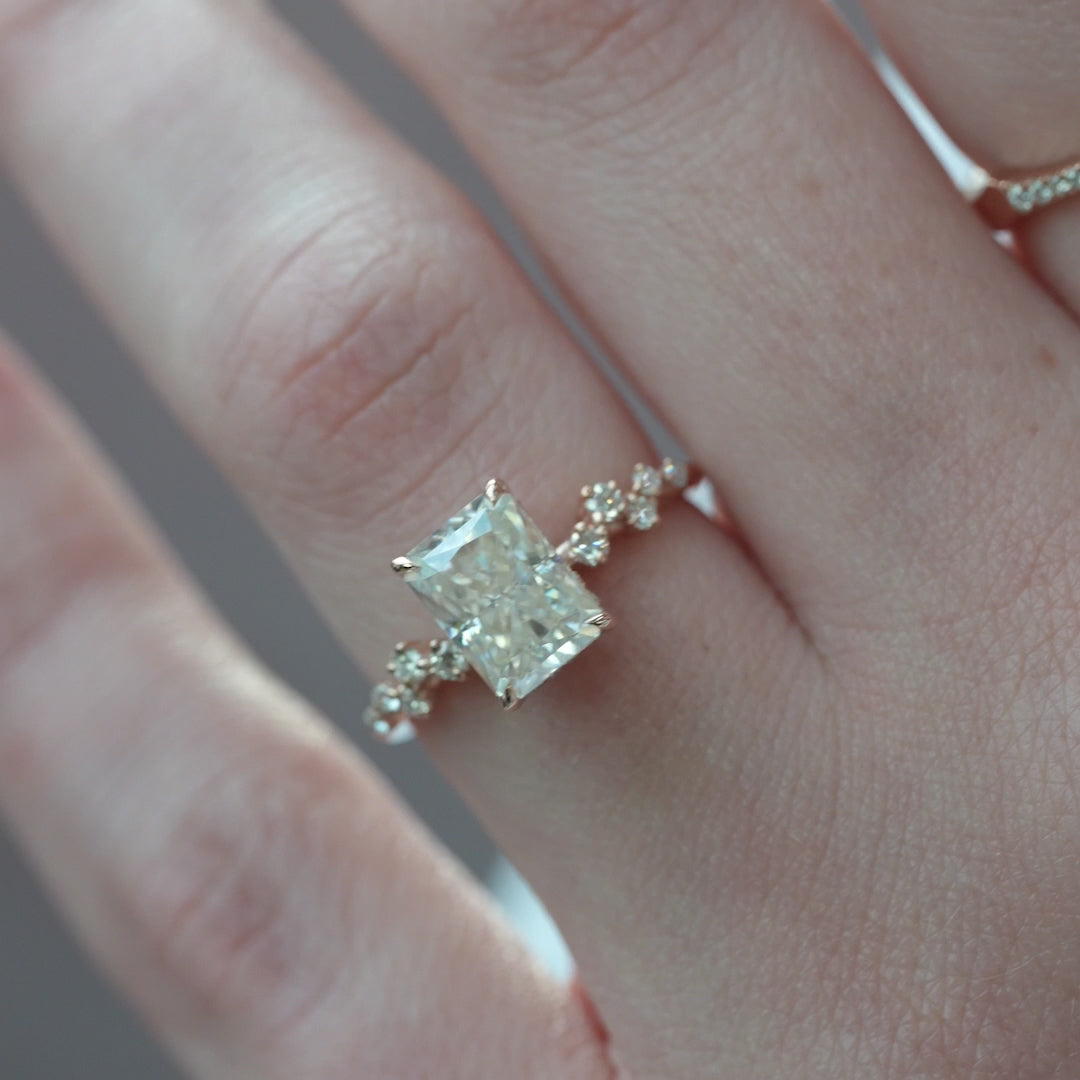 The Mona Radiant Lab Diamond Moissanite Engagement Ring