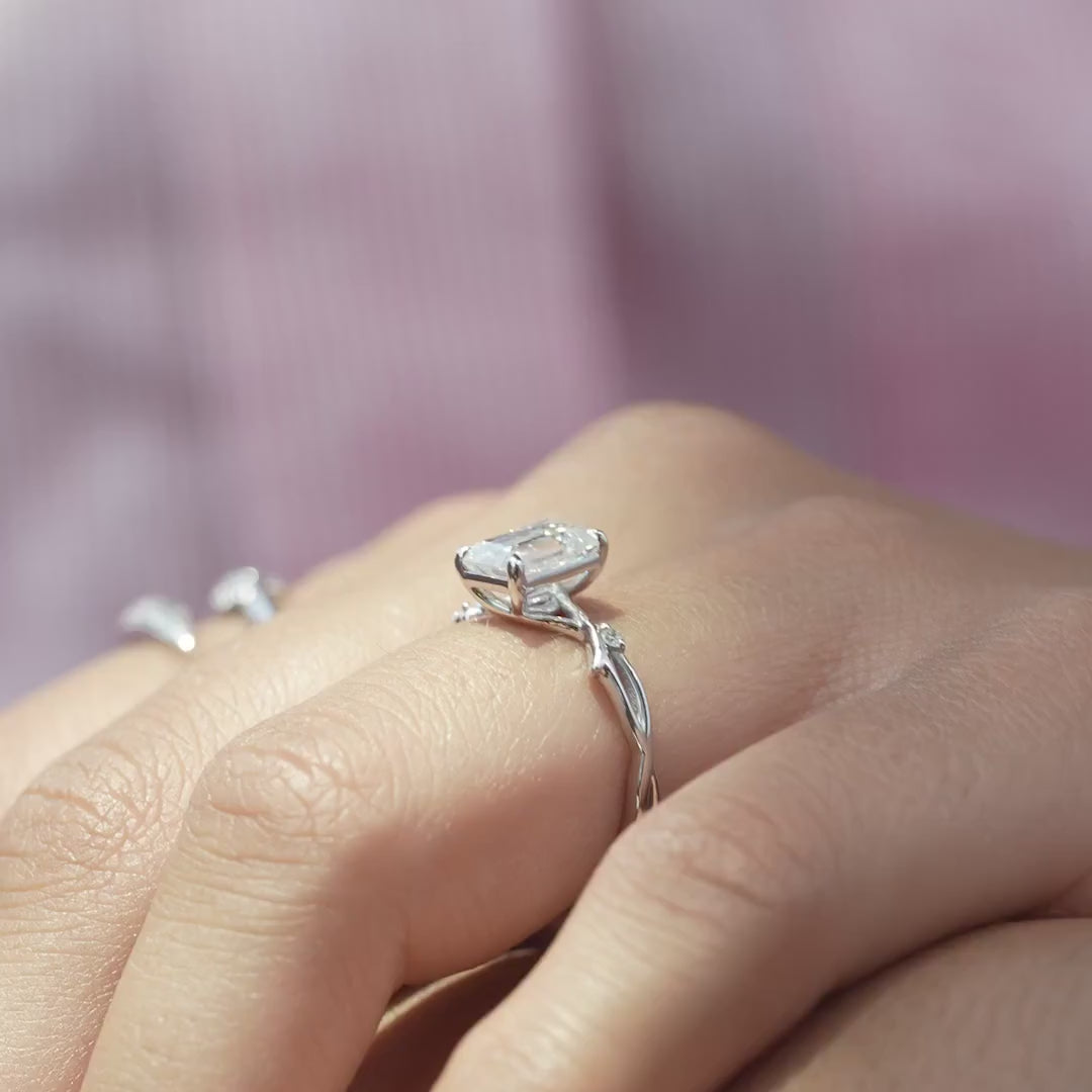 The Coco Emerald Lab Diamond Moissanite Engagement Ring