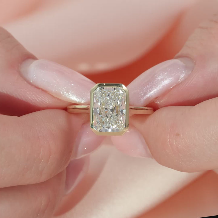 The Christine Radiant Lab Diamond Moissanite Engagement Ring *Shown with 3 ct #material_gold