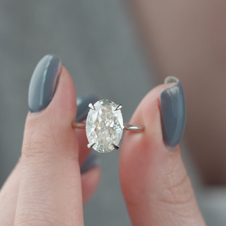 The Mabel Oval Lab Diamond Moissanite Engagement Ring *Shown with 5 ct #material_white