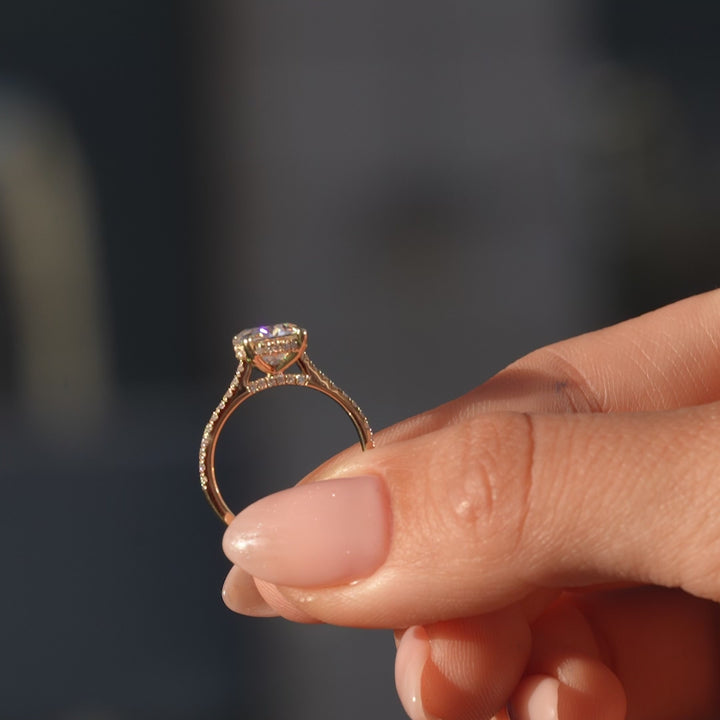 The Pave Natasha Round Lab Diamond Moissanite Engagement Ring *Shown with 2 ct #material_gold