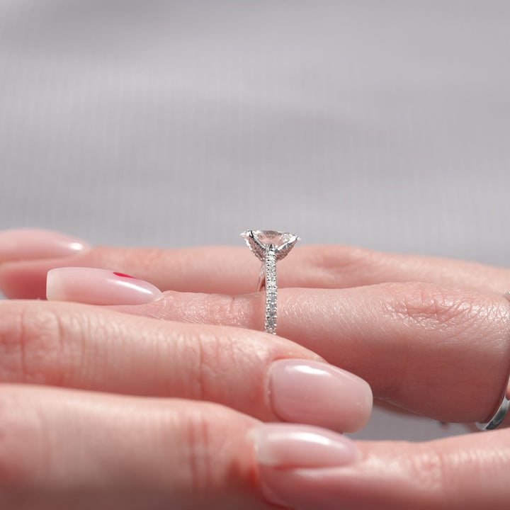 The Pave Meera Oval Lab Diamond Moissanite Engagement Ring *Shown with 1 ct #material_white