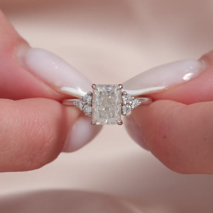 The Summer Radiant Lab Diamond Moissanite Engagement Ring *Shown with 2 ct #material_white