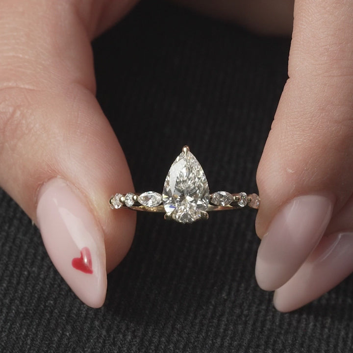 The Lyra Pear Lab Diamond Moissanite Engagement Ring *Shown with 1.5 ct #material_gold
