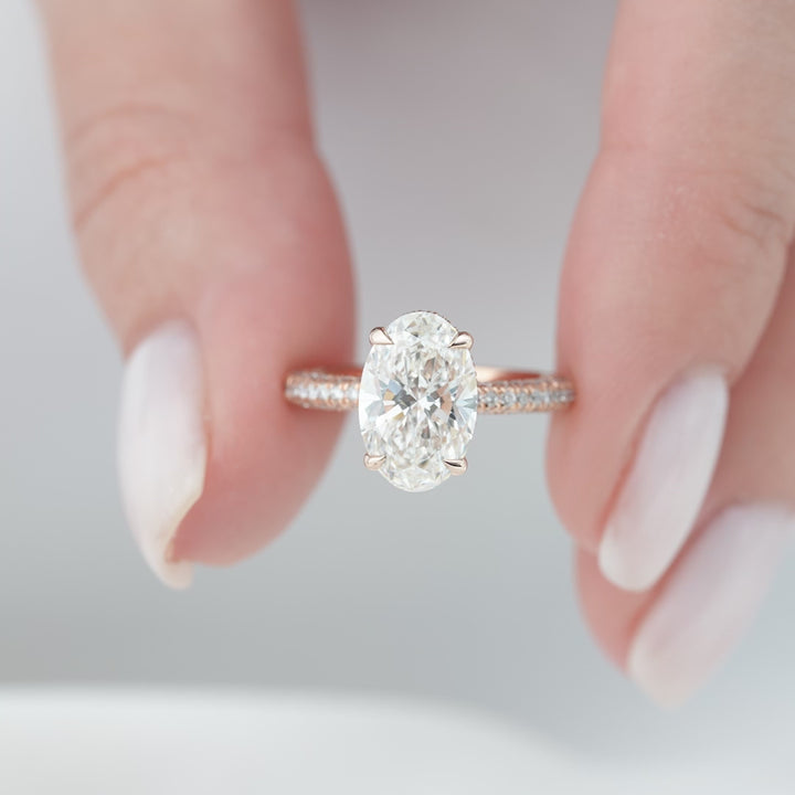 The Chana Oval Lab Diamond Moissanite Engagement Ring *Shown with 2.5 ct #material_rose