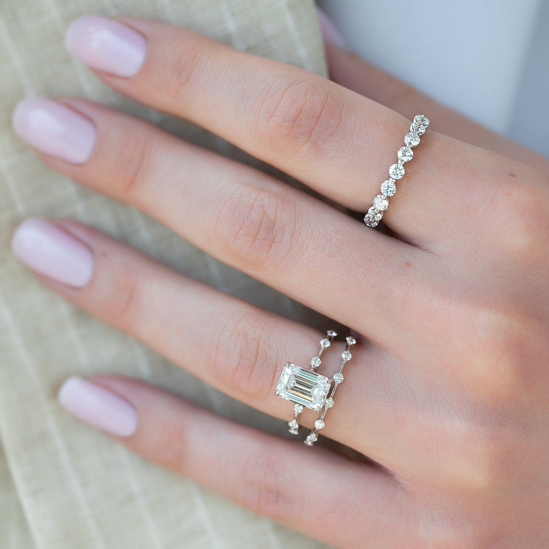 The Morgan Emerald Lab Diamond Moissanite Engagement Ring