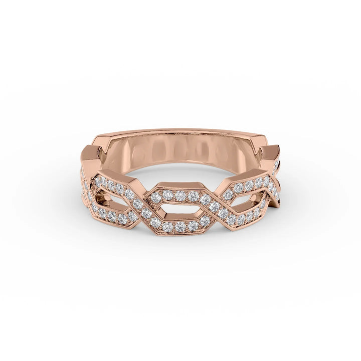 Square Slides Statement Rings 14K Rose Round Lab Diamonds#material_14k-rose