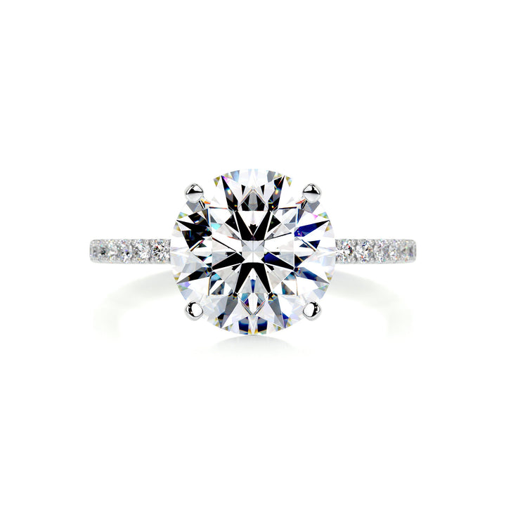 Stella Round Moissanite & Diamonds Ring Moissanite 14K White 1 Carat Round#material_14k-white