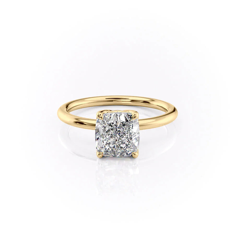 The Abby Set With Cushion Solitaire Lab Diamond 1 Carat 14K Gold#material_gold