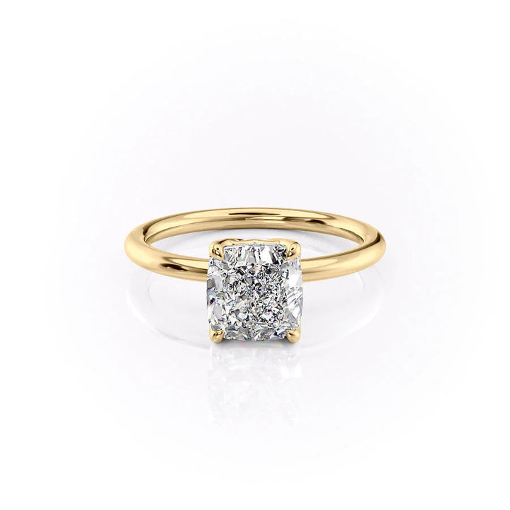 The Abby Set With Cushion Solitaire Lab Diamond 1 Carat 14K Gold#material_gold