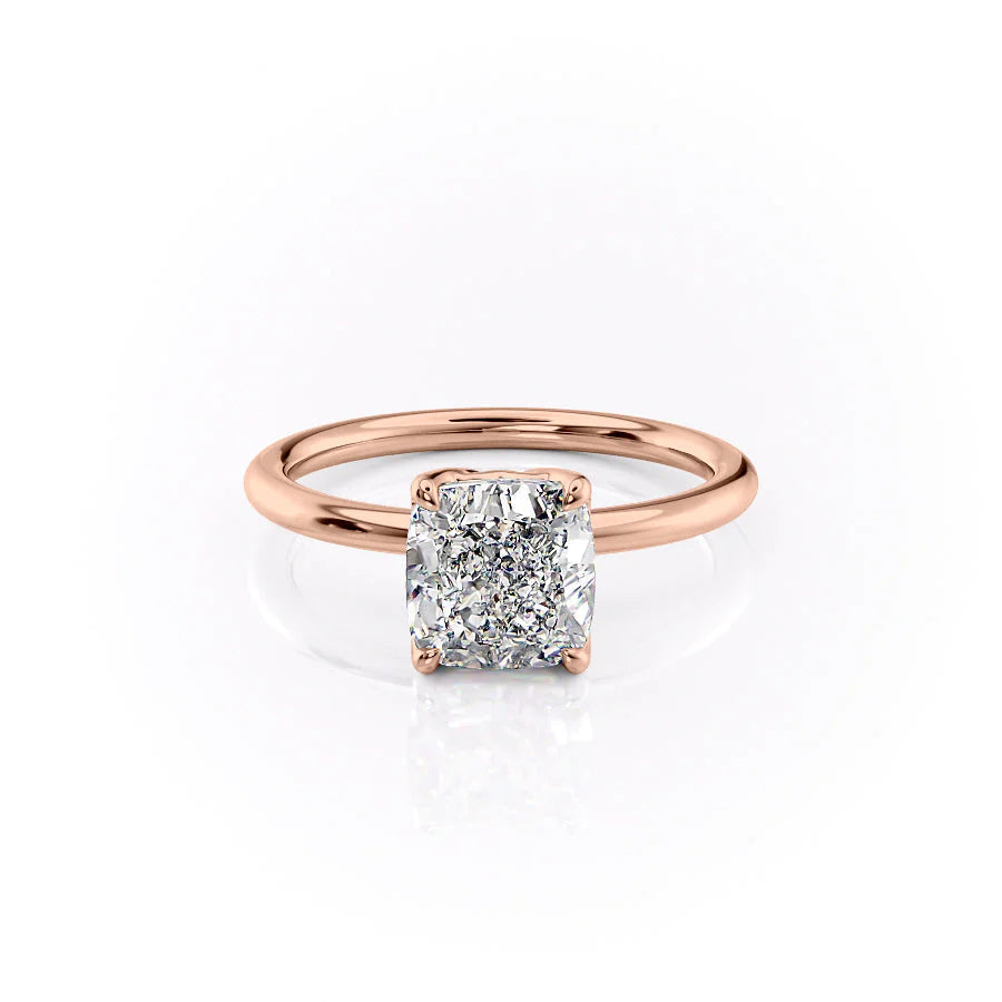 The Abby Set With Cushion Solitaire Lab Diamond 1 Carat 14K Rose#material_rose