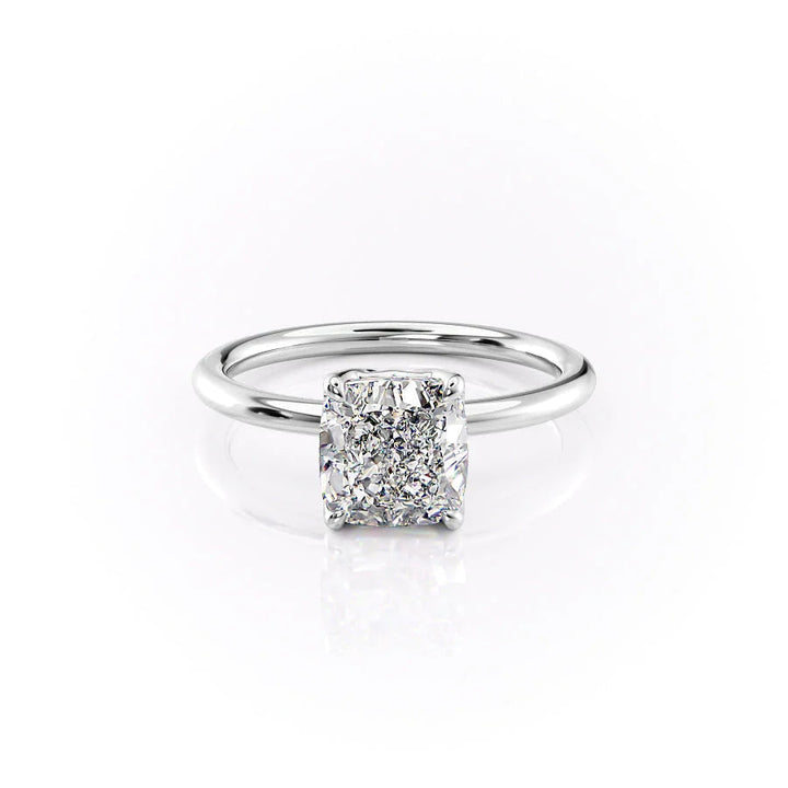 The Abby Set With Cushion Solitaire Lab Diamond 1 Carat 14K White#material_white