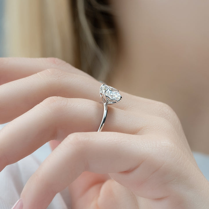 The Abby Cushion Lab Diamond Moissanite Engagement Ring *Shown with 3 ct #material_white