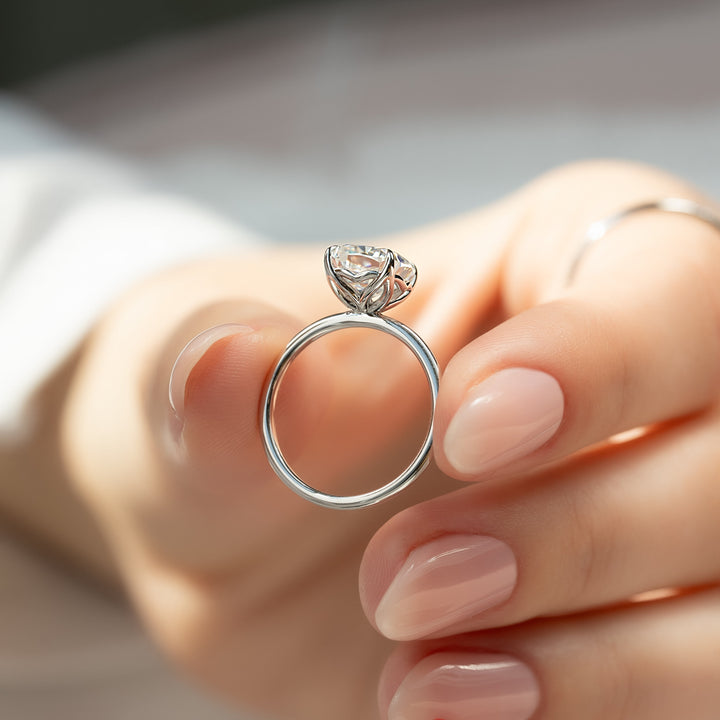 The Abby Cushion Lab Diamond Moissanite Engagement Ring *Shown with 3 ct #material_white