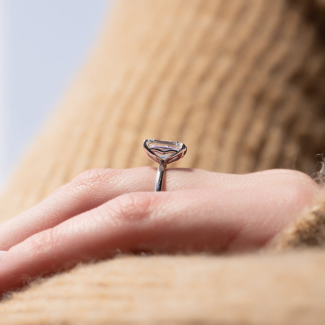 The Abby Emerald Lab Diamond Moissanite Engagement Ring