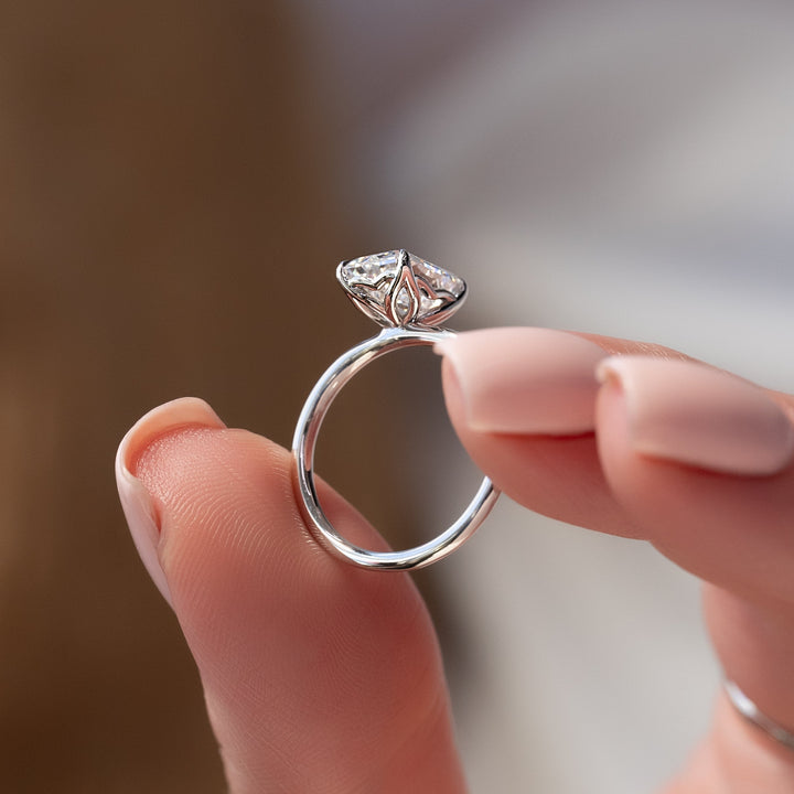 The Abby Emerald Lab Diamond Moissanite Engagement Ring *Shown with 2.5 ct #material_white