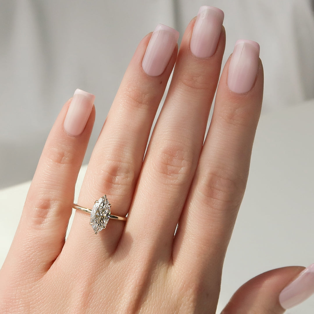 The Abby Marquise Lab Diamond Moissanite Engagement Ring