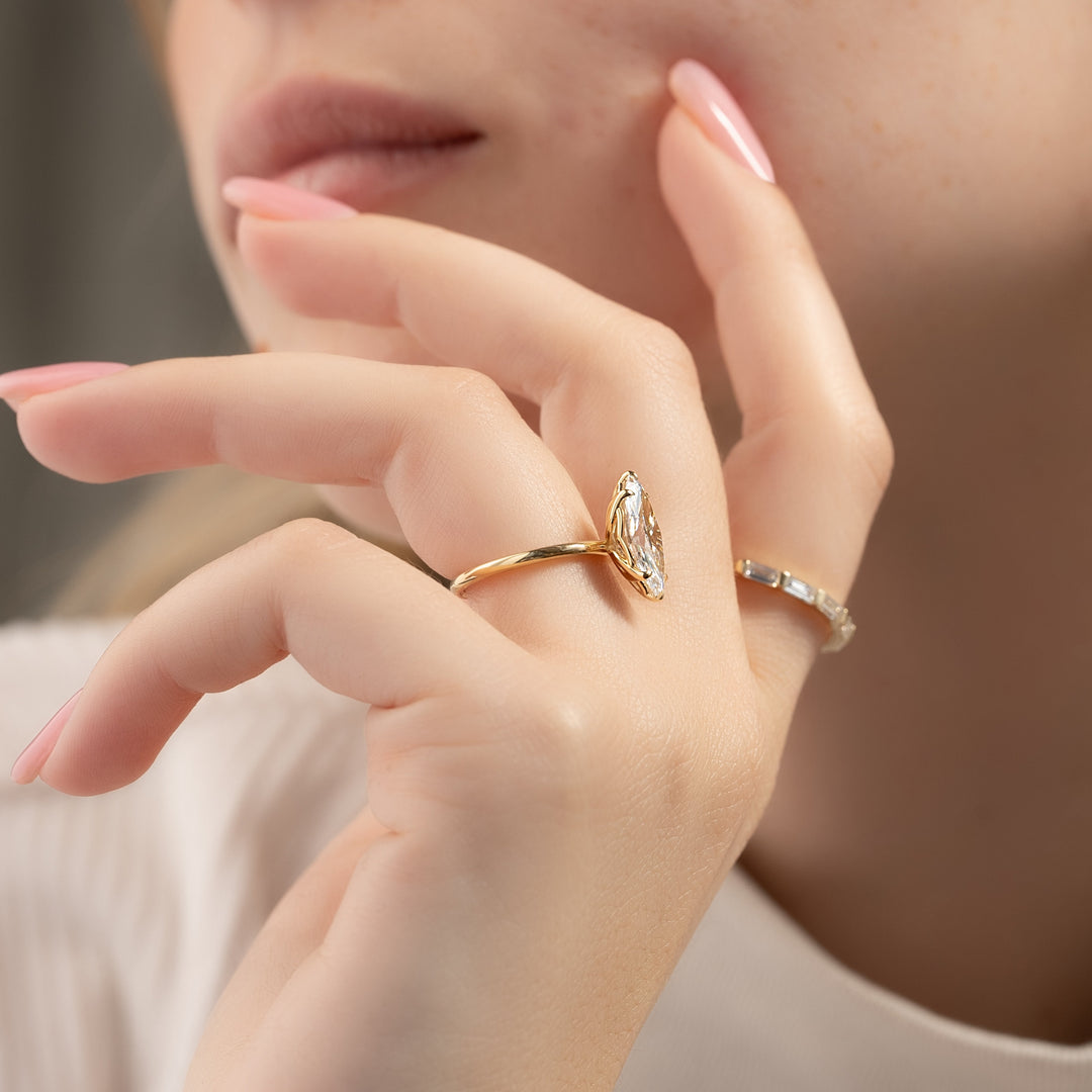 The Abby Marquise Lab Diamond Moissanite Engagement Ring