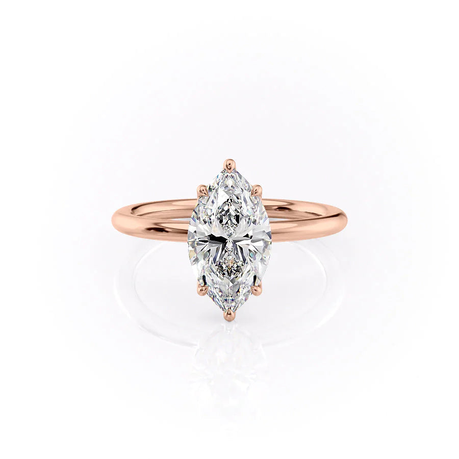 The Abby Set With Marquise Solitaire Lab Diamond 1 Carat 14K Rose#material_rose