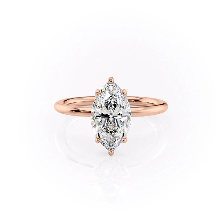 The Abby Set With Marquise Solitaire Lab Diamond 1 Carat 14K Rose#material_rose