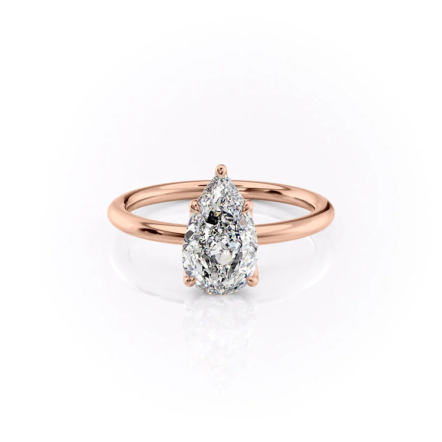 The Abby Set With Pear Solitaire Lab Diamond 1 Carat 14K Rose#material_rose