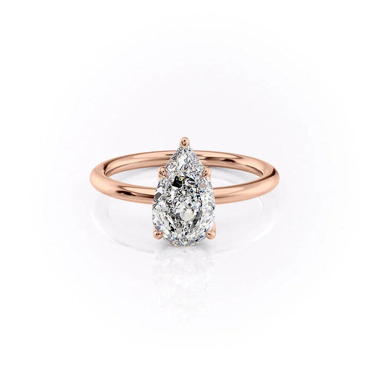 The Abby Set With Pear Solitaire Lab Diamond 1 Carat 14K Rose#material_rose