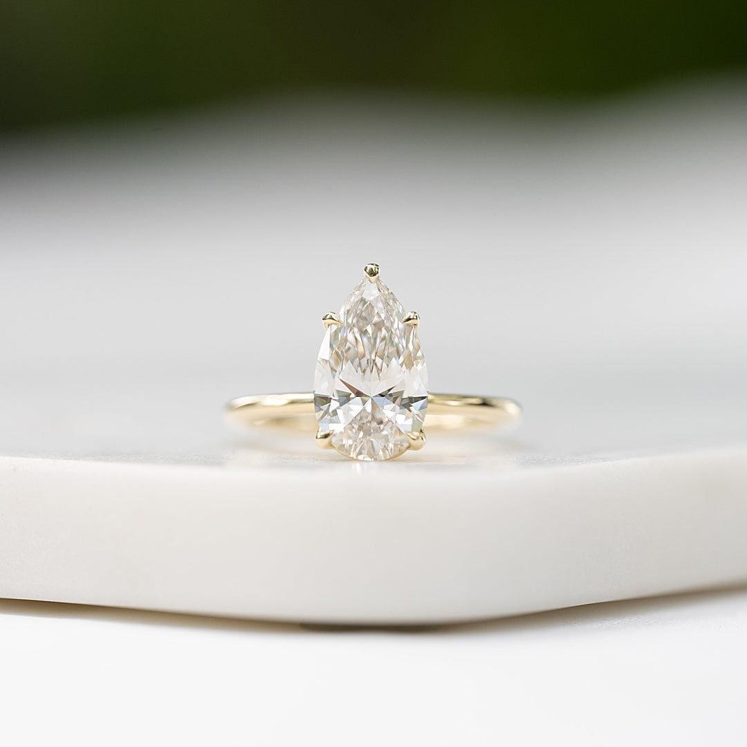 The Abby Pear Lab Diamond Moissanite Engagement Ring
