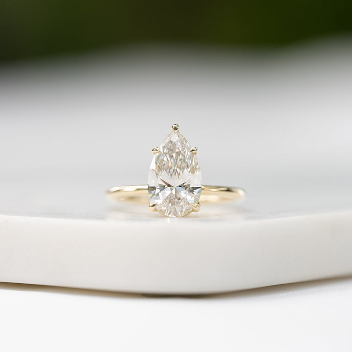 The Abby Pear Lab Diamond Moissanite Engagement Ring *Shown with 3.5 ct #material_gold