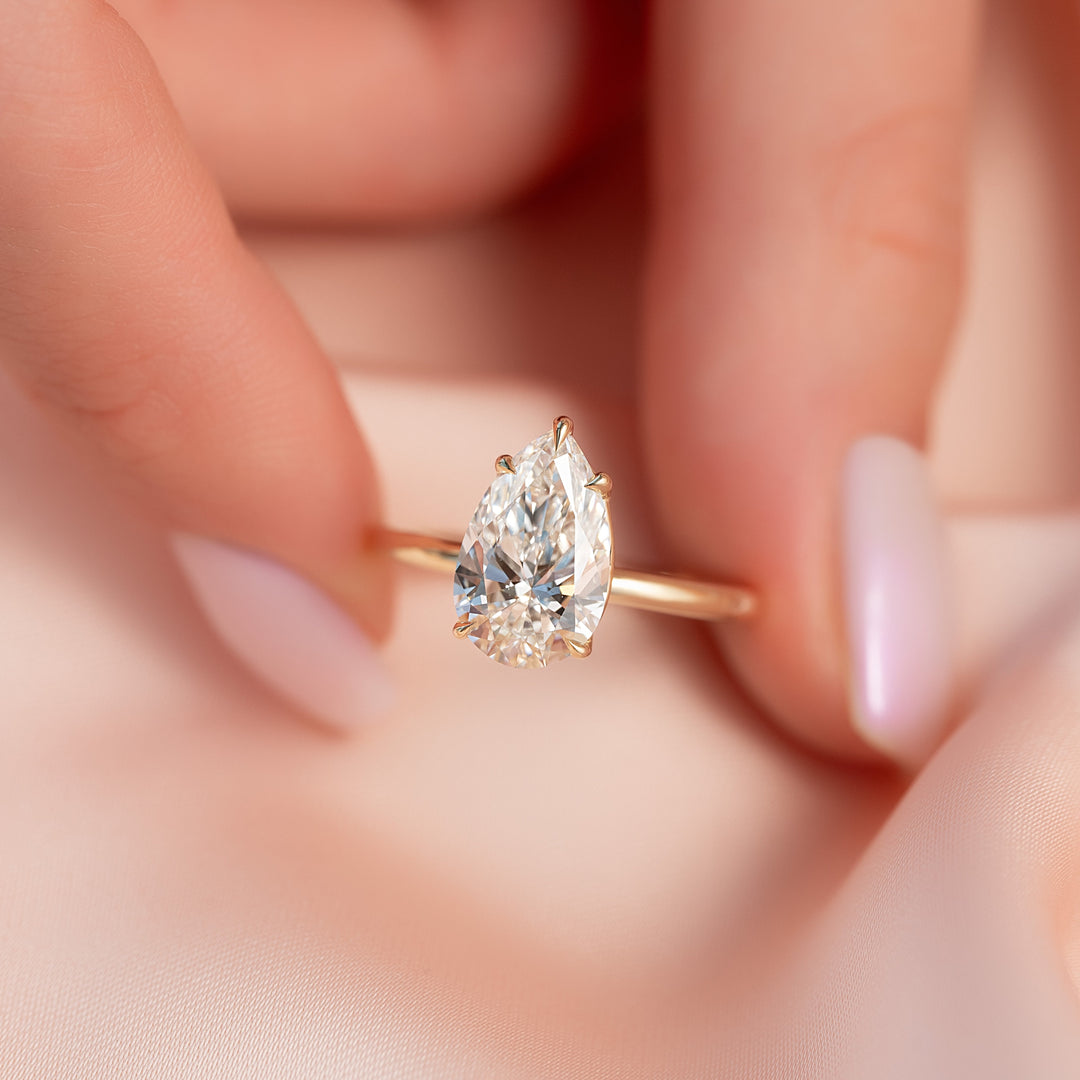 The Abby Pear Lab Diamond Moissanite Engagement Ring